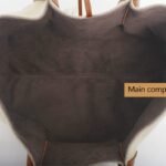 custom beige and orange cowhide linen large tote handbag detail view 1 121733# Large