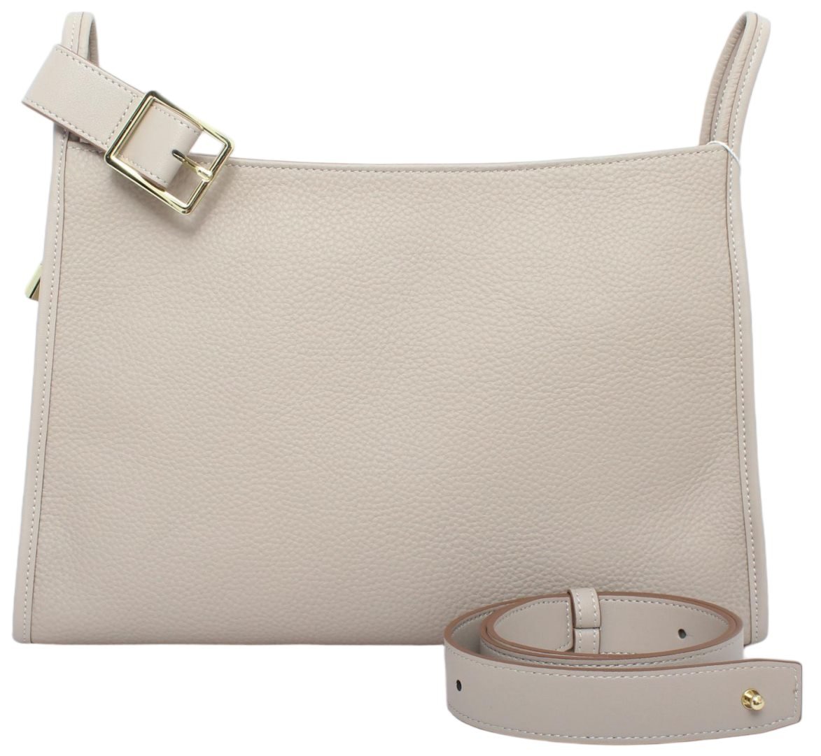 custom beige cowhide leather minimalist shoulder crossbody bag front view 136#