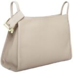 custom beige cowhide leather minimalist shoulder crossbody bag side view 136#