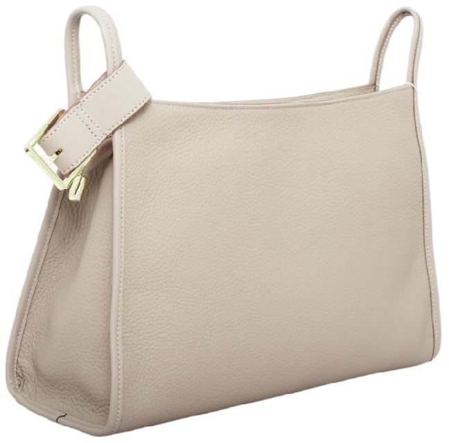 custom beige cowhide leather minimalist shoulder crossbody bag side view 136#