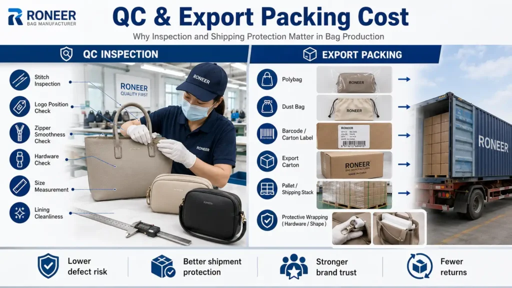 bag QC inspection and export packing cost