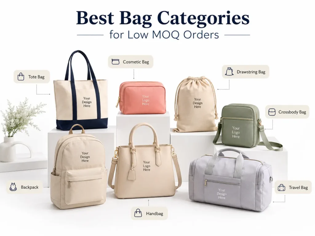 best bag categories for low MOQ custom orders