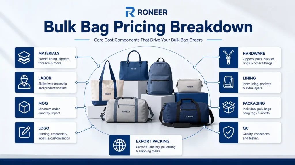 bulk bag pricing breakdown by material MOQ logo and packaging
