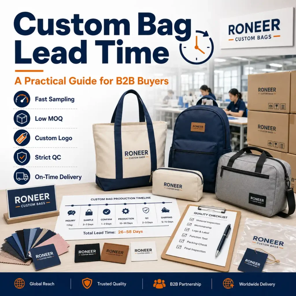 Custom bag lead time planning for OEM ODM buyers with samples materials QC and export packing
