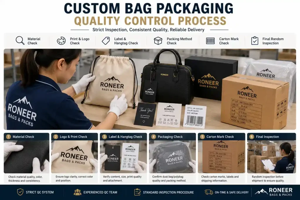 custom bag packaging quality control inspection