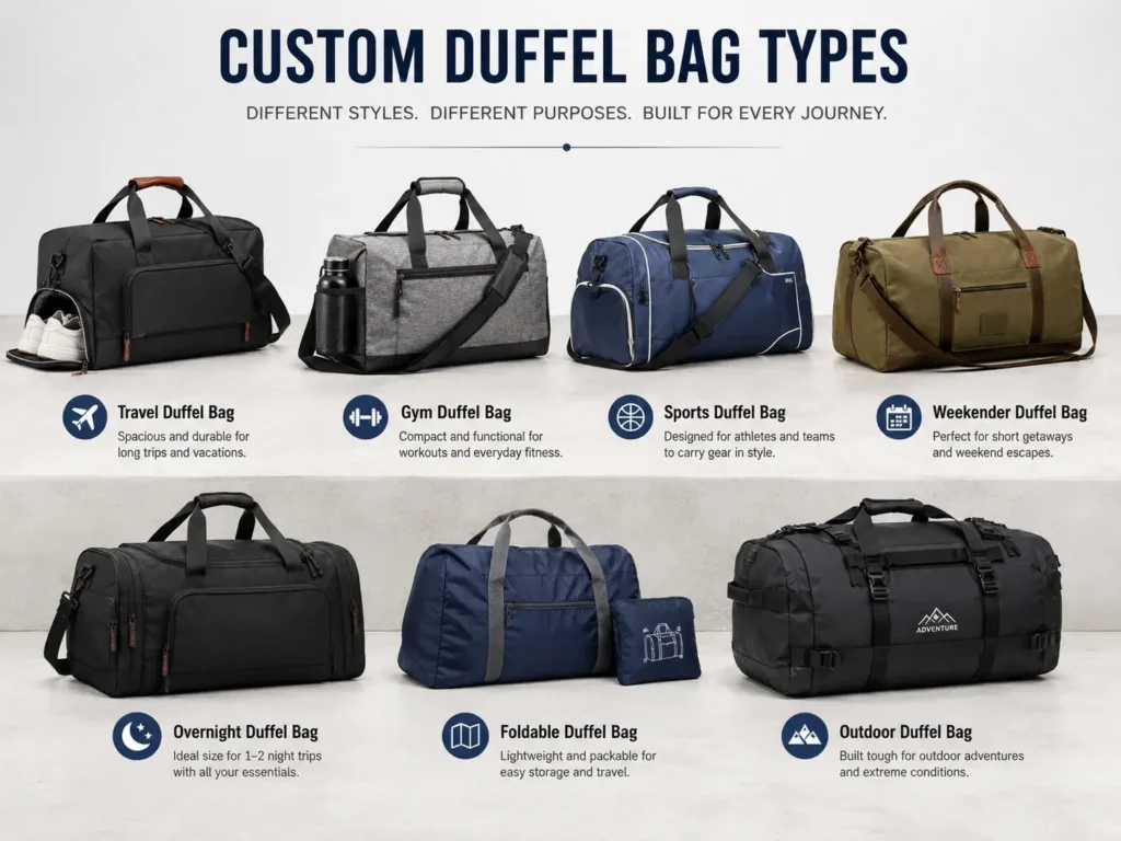 custom duffel bag types for private label brands