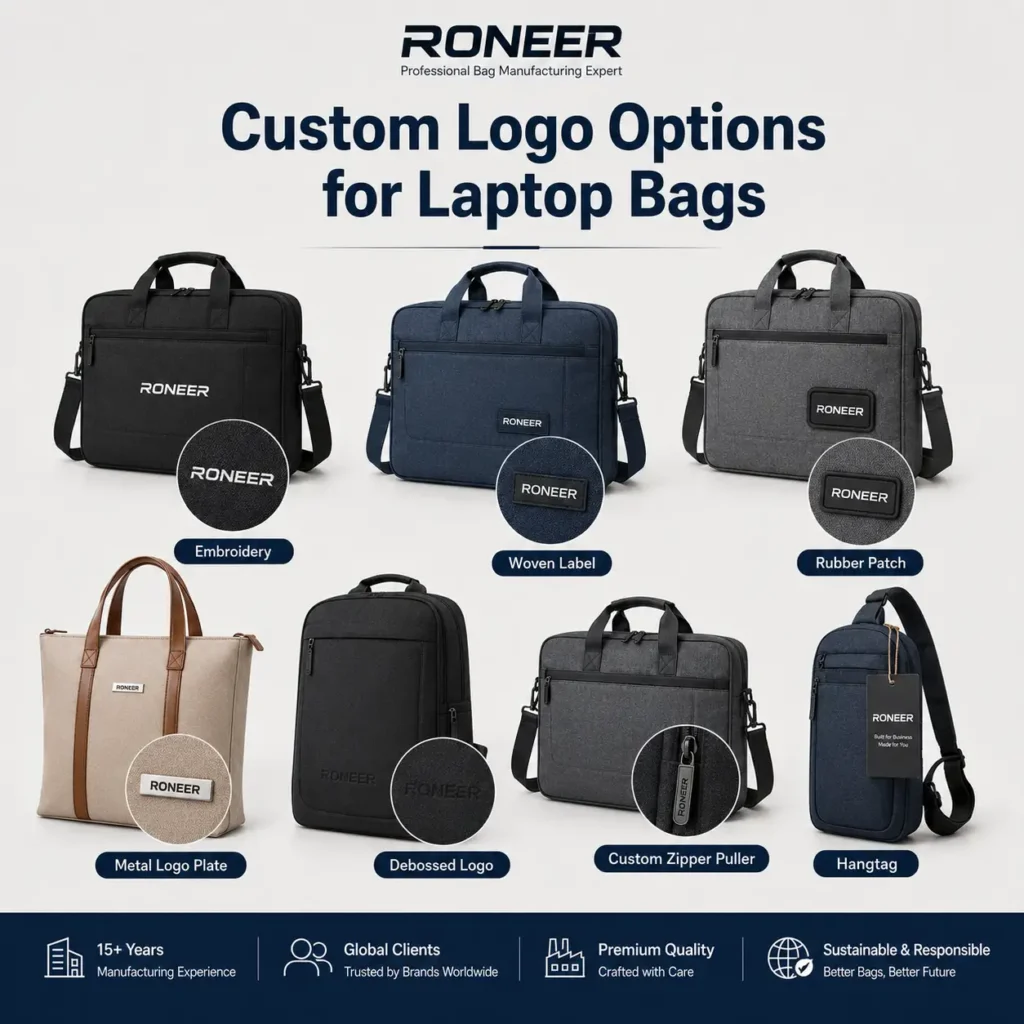 custom logo options for laptop bags