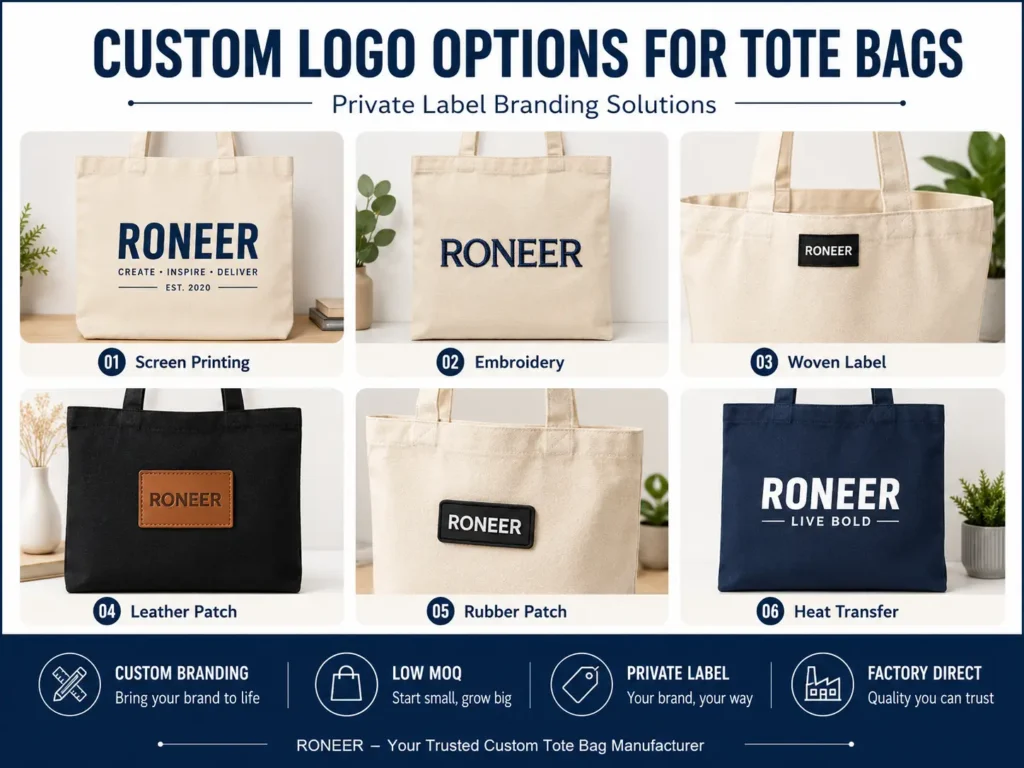 custom logo options for tote bags