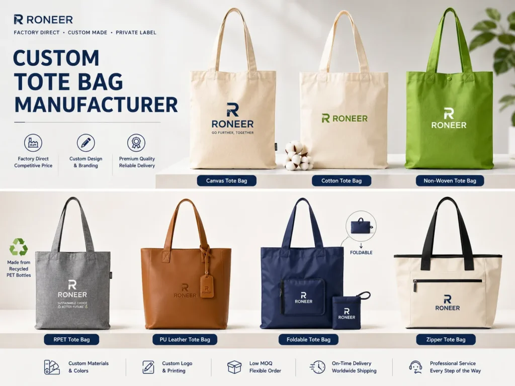custom tote bag types for private label brands