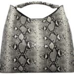 custom grey snake print PU leather hobo shoulder handbag front view GB-6390