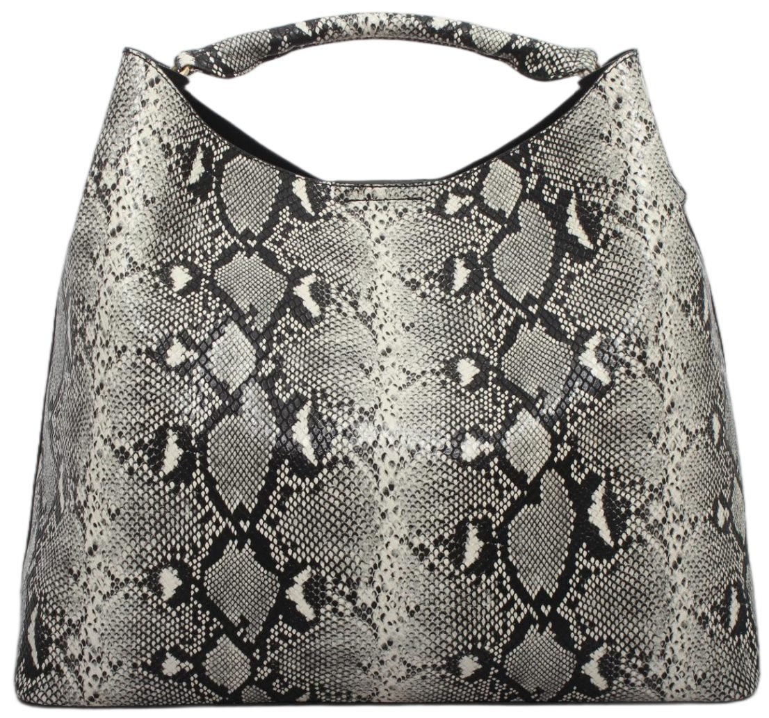 custom grey snake print PU leather hobo shoulder handbag front view GB-6390