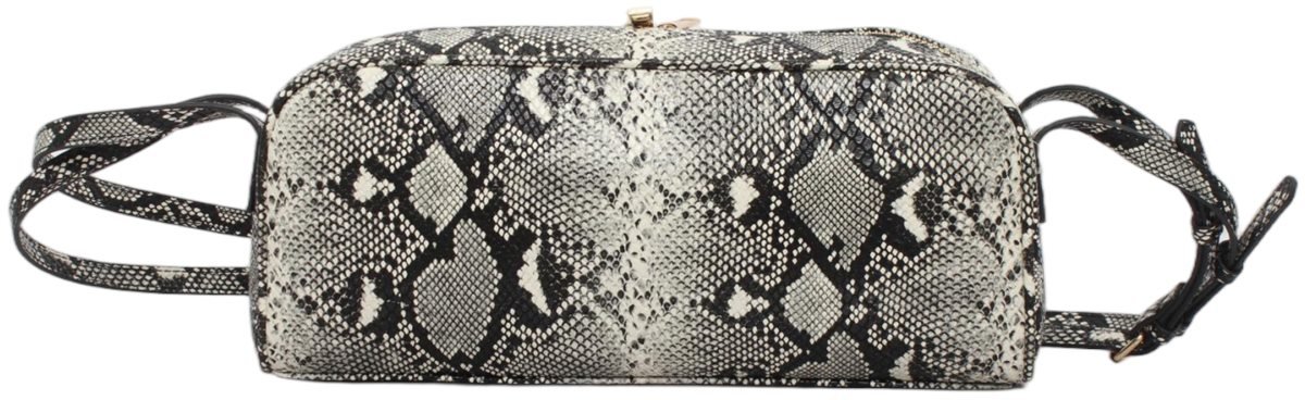 custom grey snake print PU leather barrel crossbody bag front view GB-6391