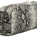 custom grey snake print PU leather barrel crossbody bag side view GB-6391