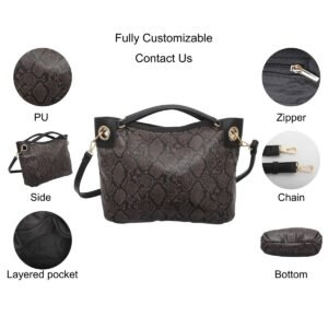 custom black monogram PU leather top handle crossbody bag feature overview GB-6392