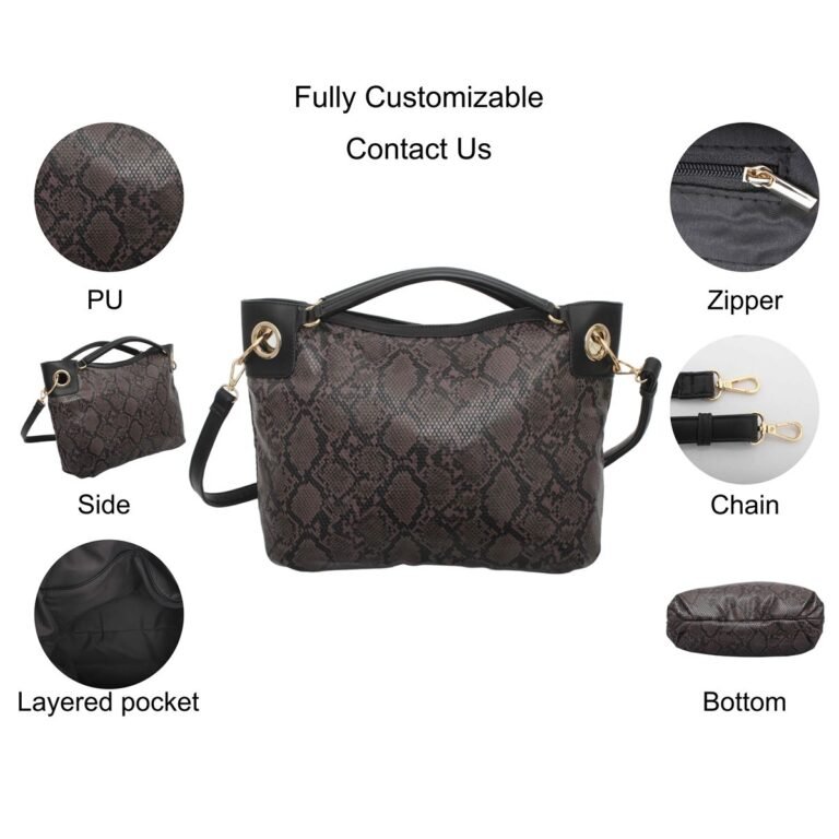 custom black monogram PU leather top handle crossbody bag feature overview GB-6392