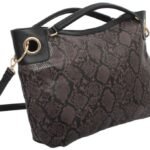 custom black monogram PU leather top handle crossbody bag side view GB-6392