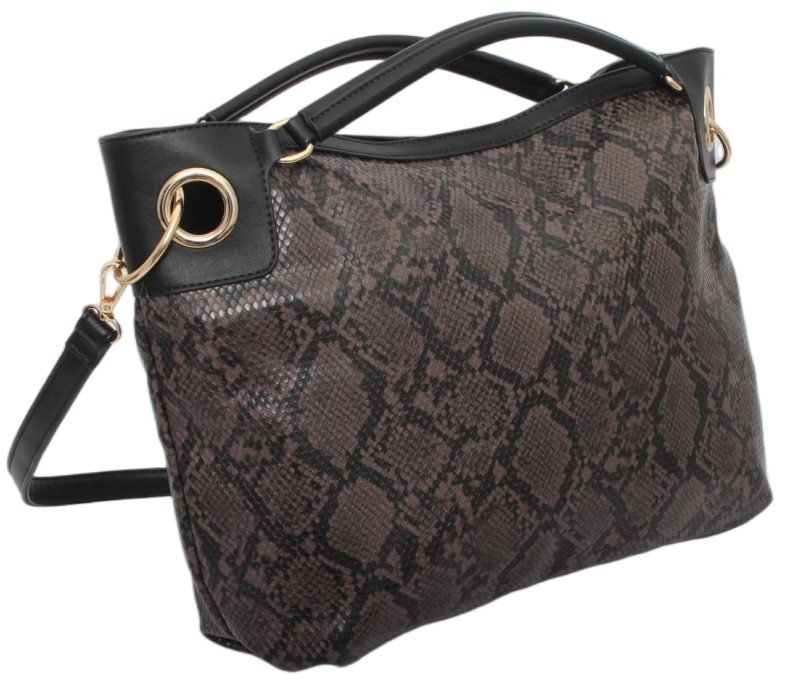 custom black monogram PU leather top handle crossbody bag side view GB-6392