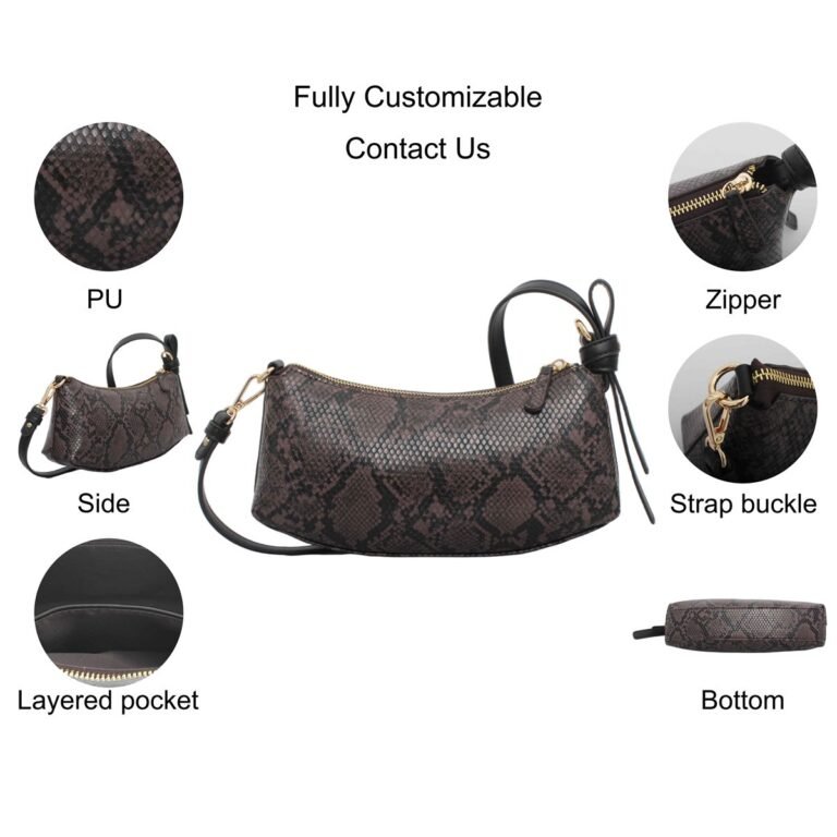 custom snake print PU leather shoulder bag feature overview GB-6394