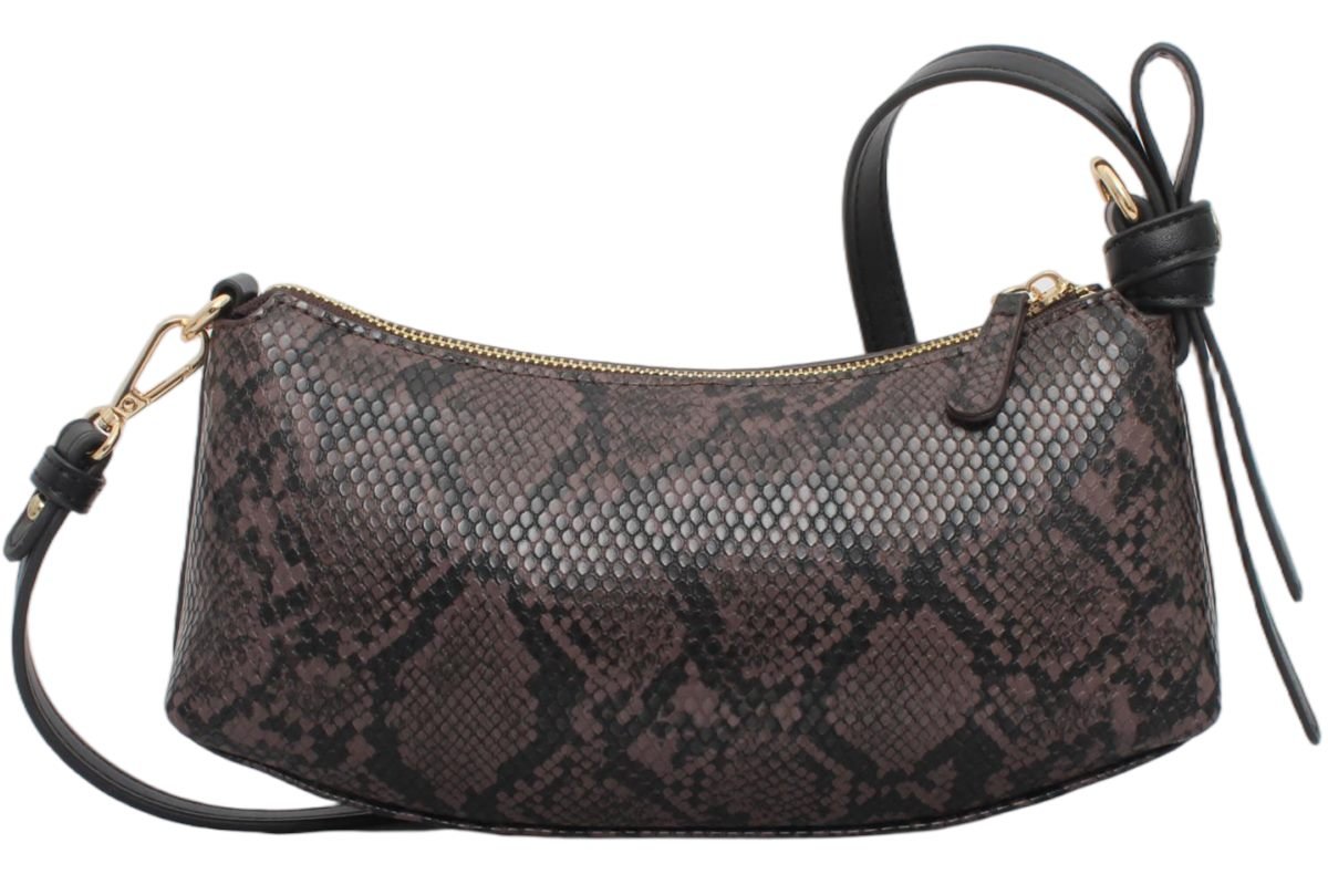 custom snake print PU leather shoulder bag front view GB-6394