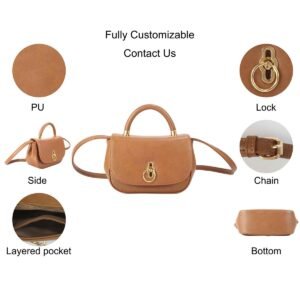 custom brown PU leather mini top handle shoulder bag feature overview GB-6395
