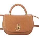 custom brown PU leather mini top handle shoulder bag front view GB-6395