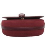 custom burgundy PU leather saddle crossbody bag bottom view GB-6396