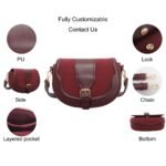 custom burgundy PU leather saddle crossbody bag feature overview GB-6396