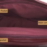 custom burgundy PU leather saddle crossbody bag interior pocket GB-6396