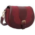custom burgundy PU leather saddle crossbody bag side view GB-6396