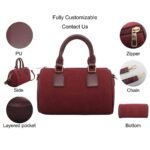 custom burgundy PU leather barrel handbag feature overview GB-6400