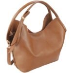 custom brown PU leather hobo shoulder handbag side view GB-6402