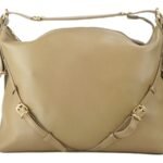 GB-6405 custom beige PU leather shoulder handbag front view