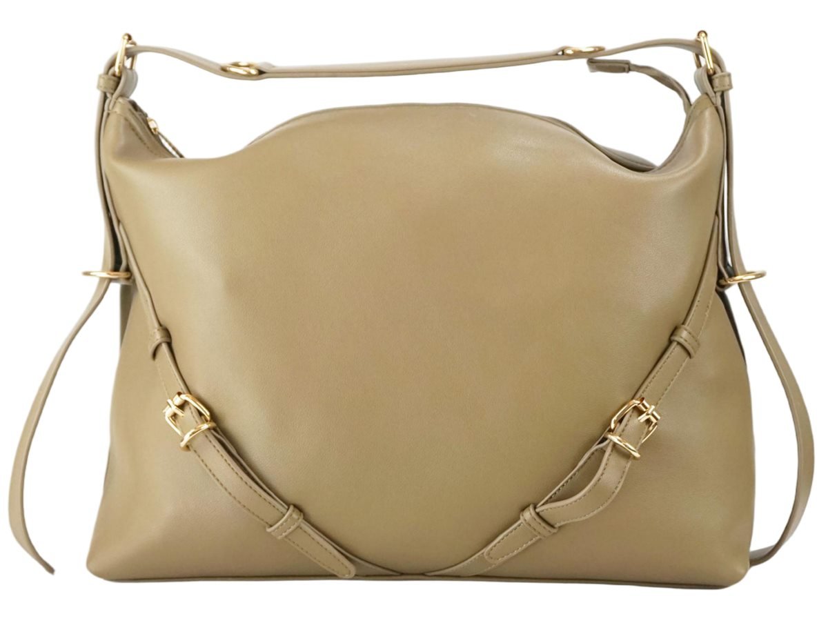 GB-6405 custom beige PU leather shoulder handbag front view