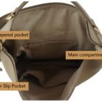 GB-6405 custom beige PU leather shoulder handbag interior zip pocket
