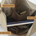 GB-6405 custom beige PU leather shoulder handbag main compartment