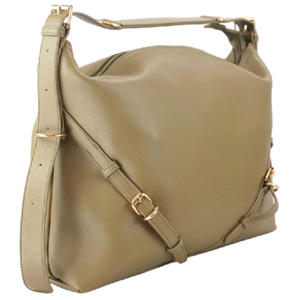 GB-6405 custom beige PU leather shoulder handbag side view