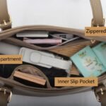 GB-6407 custom taupe PU leather shoulder handbag main compartment