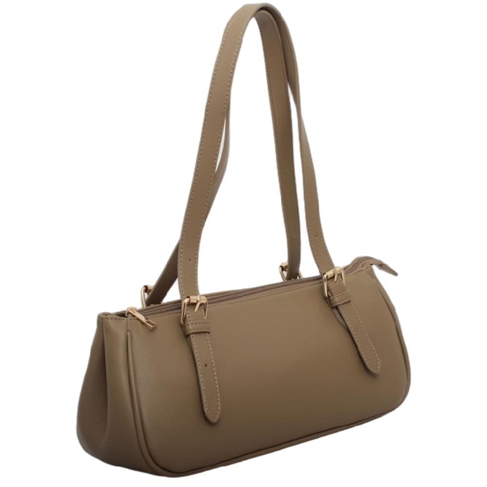 GB-6407 custom taupe PU leather shoulder handbag side view