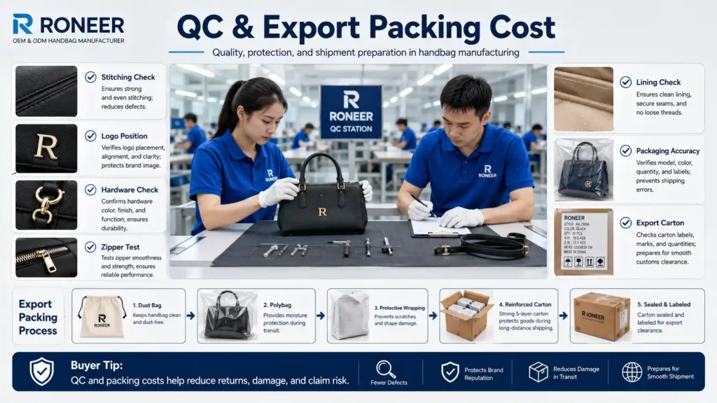 handbag QC inspection and export packing cost