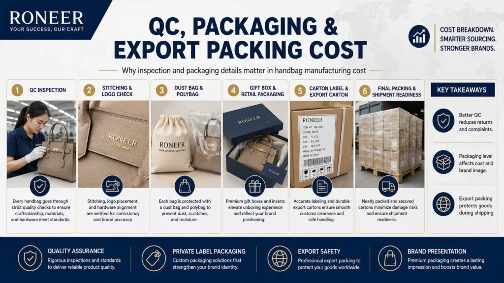 handbag QC packaging and export packing cost