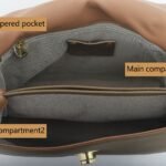 L1017 custom handbag interior with zippered pocket and layered compartments