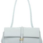 L1087 custom light blue cowhide leather handbag front view