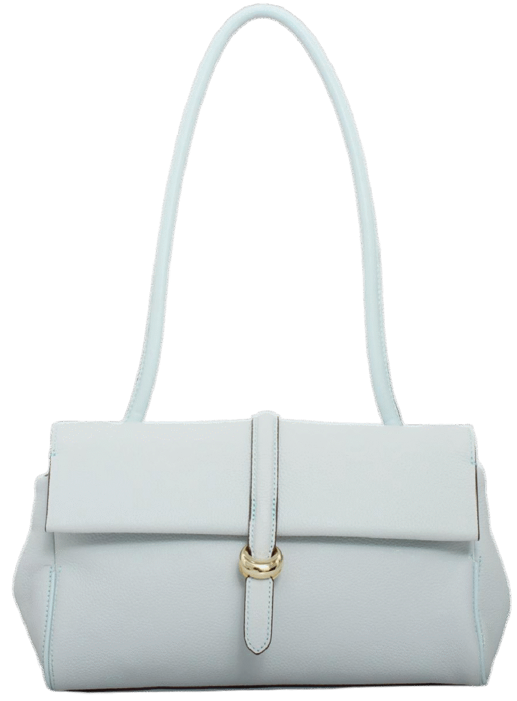 L1087 custom light blue cowhide leather handbag front view