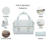 L1088 custom light blue cowhide leather handbag feature overview