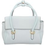 L1088 custom light blue cowhide leather handbag front view