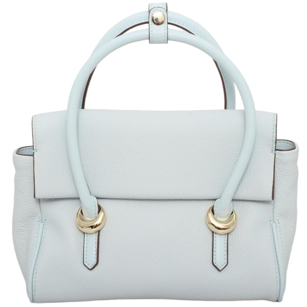 L1088 custom light blue cowhide leather handbag front view