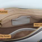L1088 custom light blue cowhide leather handbag interior zip pocket
