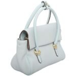 L1088 custom light blue cowhide leather handbag side view