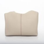 custom beige microfiber leather tote handbag back view L135#