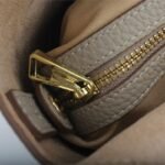 custom beige microfiber leather tote handbag zipper detail L135#